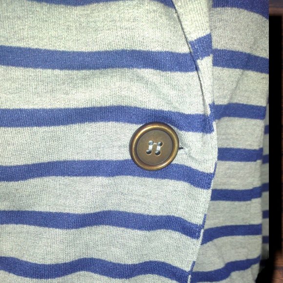 Navy & Gray Striped Blazer w/ Green Cuffs - Picture 5 of 5